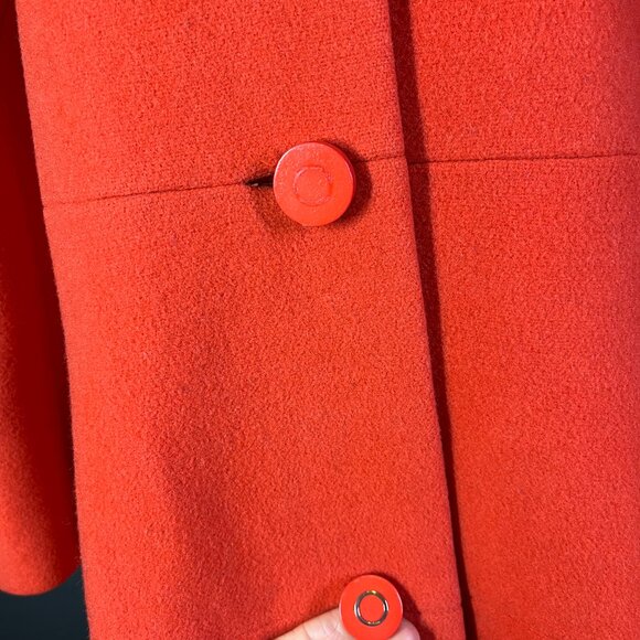 Vintage Robinson's Made in England Wool Coat Orange-Red *Flaws - Picture 4 of 15